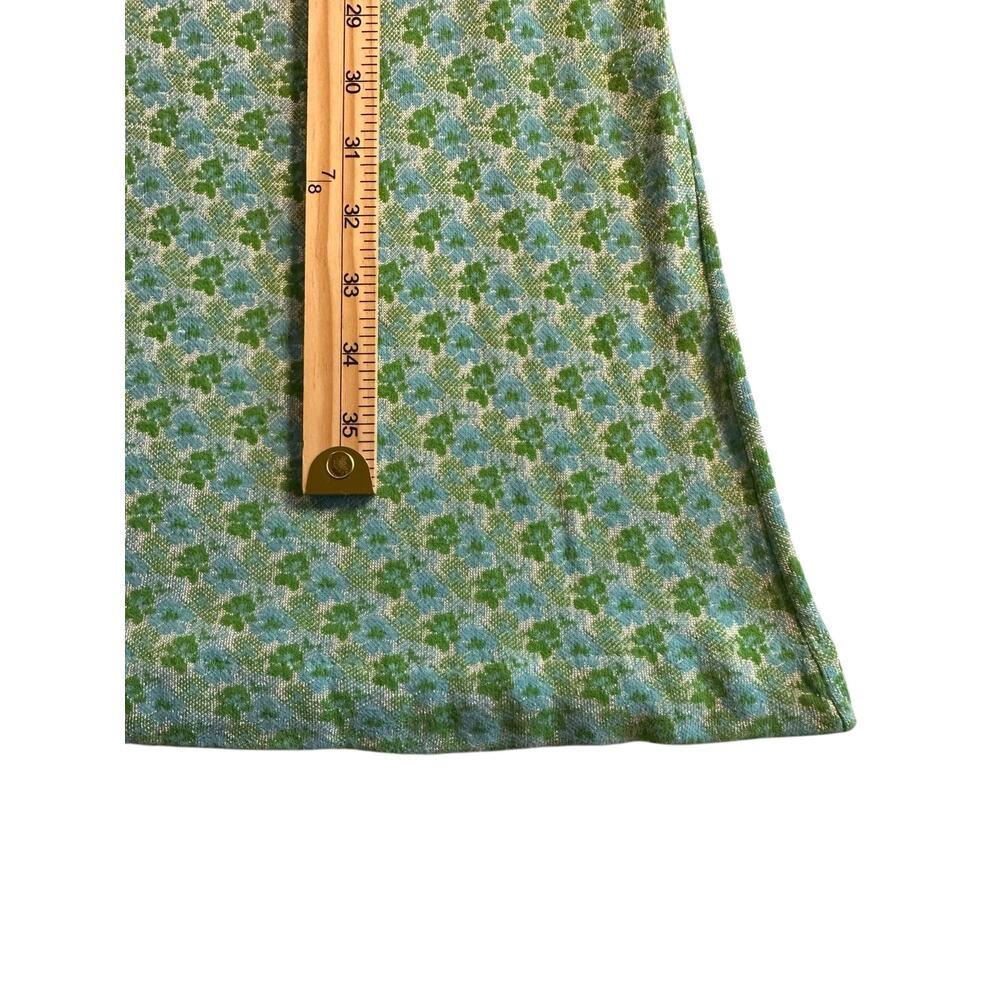 Vintage 70s Green Floral Knit Dress Sleeveless Mod Retro St. Patrick’s Day Ready - Picture 5 of 5